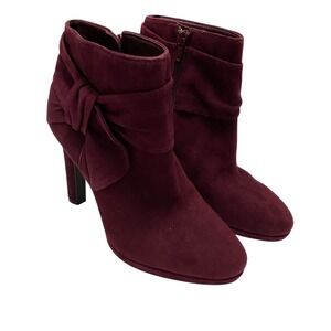 Gianni Bini Womens Burgundy Suede Heeled Ankle Boots Size 7 Office Siren Capsule